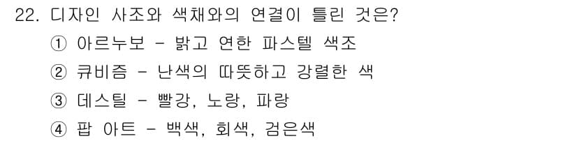 컬러리스트기사 2016년 22번 - 정답과 핵심 포인트를 검수 중인 기출문제