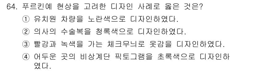컬러리스트기사 2016년 64번 - 정답과 핵심 포인트를 검수 중인 기출문제