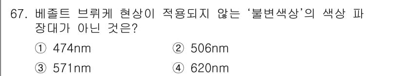 컬러리스트기사 2016년 67번 - 정답과 핵심 포인트를 검수 중인 기출문제