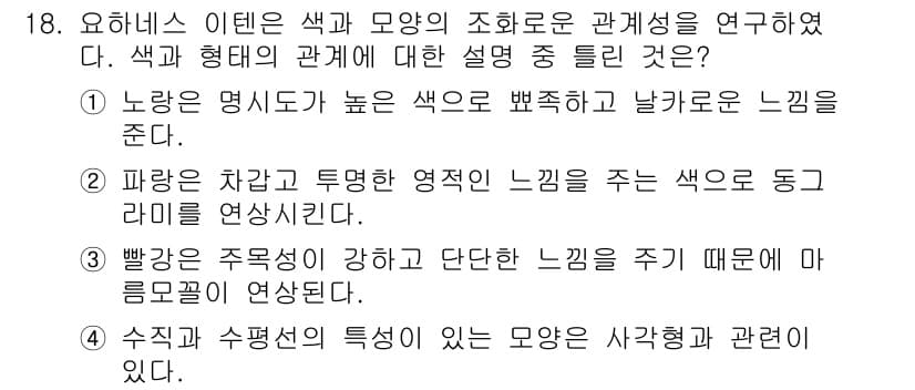 컬러리스트기사 2017년 18번 - 정답과 핵심 포인트를 검수 중인 기출문제