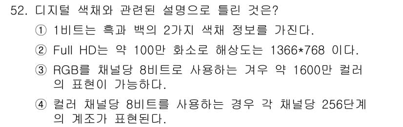 컬러리스트기사 2017년 52번 - 정답과 핵심 포인트를 검수 중인 기출문제