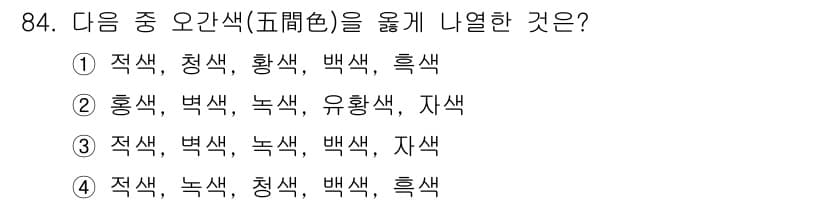 컬러리스트기사 2017년 84번 - 정답과 핵심 포인트를 검수 중인 기출문제