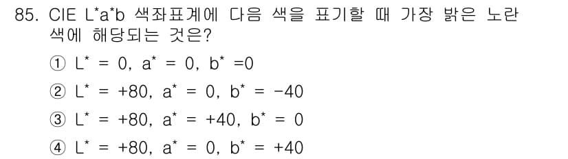 컬러리스트기사 2017년 85번 - 정답과 핵심 포인트를 검수 중인 기출문제