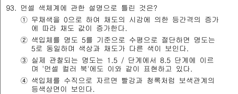 컬러리스트기사 2017년 93번 - 정답과 핵심 포인트를 검수 중인 기출문제