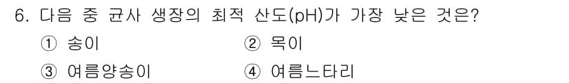 버섯종균기능사 2015년 6번 - 정답과 핵심 포인트를 검수 중인 기출문제