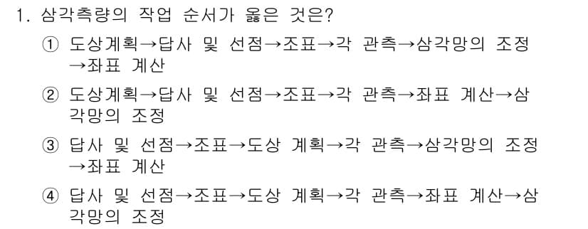 측량기능사 2015년 1번 - 정답과 핵심 포인트를 검수 중인 기출문제
