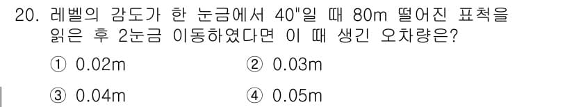 측량기능사 2015년 20번 - 정답과 핵심 포인트를 검수 중인 기출문제