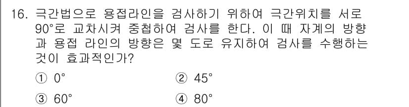 자기비파괴검사기능사 2015년 16번 - 정답과 핵심 포인트를 검수 중인 기출문제