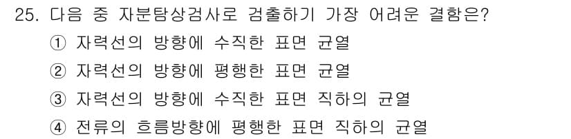 자기비파괴검사기능사 2015년 25번 - 정답과 핵심 포인트를 검수 중인 기출문제