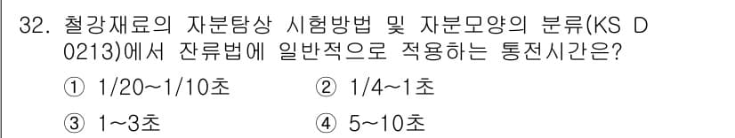 자기비파괴검사기능사 2015년 32번 - 정답과 핵심 포인트를 검수 중인 기출문제