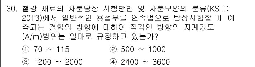 자기비파괴검사기능사 2016년 30번 - 정답과 핵심 포인트를 검수 중인 기출문제