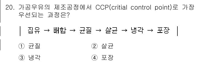 식품산업기사 2015년 20번 - . 살균

살균 과정은 식품의 미생물 오염을 제거하여 안전성을 확보하는 ... 에 관한 핵심 기출문제