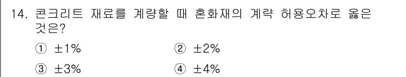 콘크리트기능사 2016년 14번 - 정답과 핵심 포인트를 검수 중인 기출문제