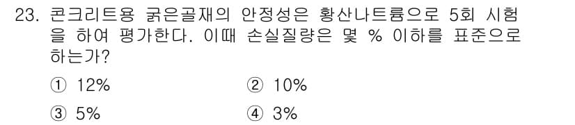 콘크리트기능사 2016년 23번 - 정답과 핵심 포인트를 검수 중인 기출문제