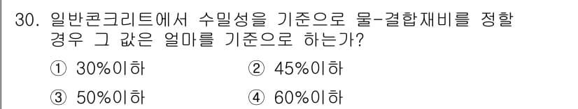 콘크리트기능사 2016년 30번 - 정답과 핵심 포인트를 검수 중인 기출문제