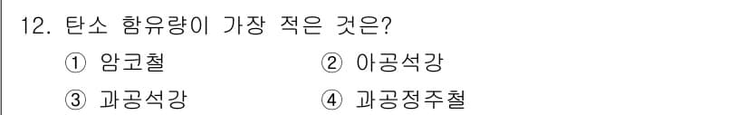 금속재료산업기사 2015년 12번 - 정답과 핵심 포인트를 검수 중인 기출문제
