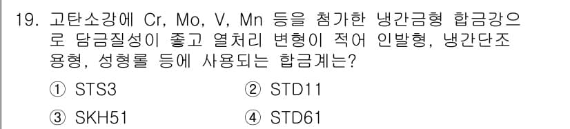 금속재료산업기사 2015년 19번 - 정답과 핵심 포인트를 검수 중인 기출문제
