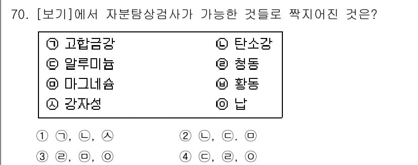 금속재료산업기사 2015년 70번 - 정답과 핵심 포인트를 검수 중인 기출문제