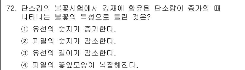 금속재료산업기사 2015년 72번 - 정답과 핵심 포인트를 검수 중인 기출문제