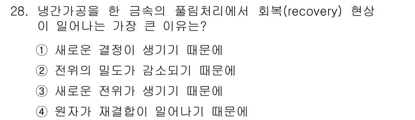 금속재료산업기사 2016년 28번 - 정답과 핵심 포인트를 검수 중인 기출문제