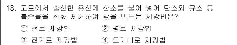금속재료산업기사 2018년 19번 - 정답과 핵심 포인트를 검수 중인 기출문제