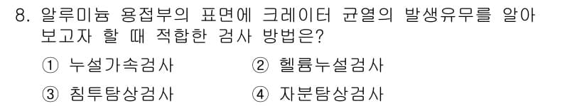 초음파비파괴검사기능사 2015년 8번 - 정답과 핵심 포인트를 검수 중인 기출문제