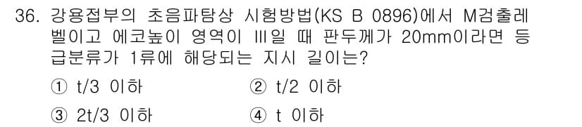 초음파비파괴검사기능사 2016년 36번 - 정답과 핵심 포인트를 검수 중인 기출문제