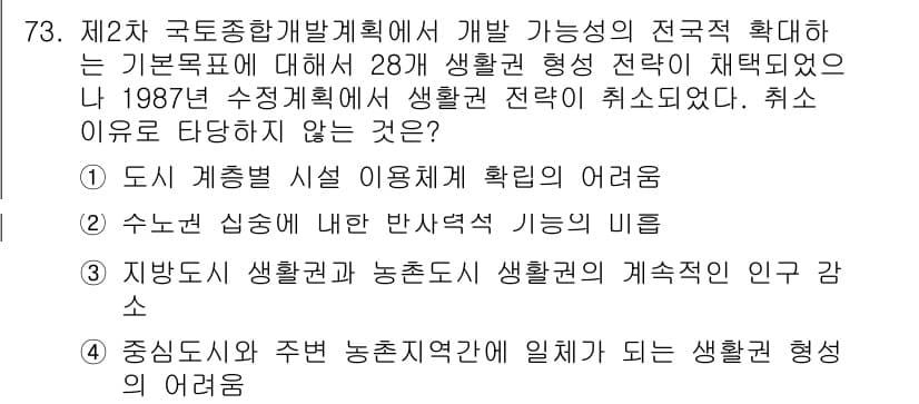 도시계획기사 2016년 73번 - 정답과 핵심 포인트를 검수 중인 기출문제