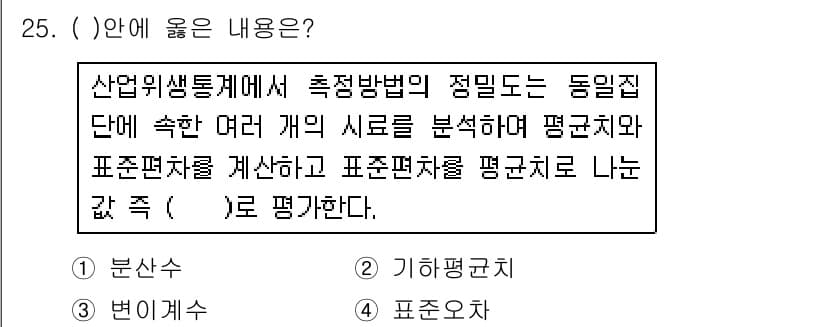 산업위생관리산업기사 2015년 25번 - 정답과 핵심 포인트를 검수 중인 기출문제