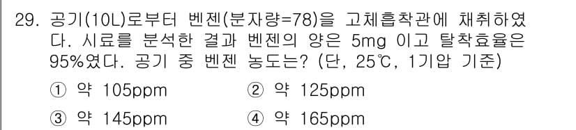 산업위생관리산업기사 2015년 29번 - 정답과 핵심 포인트를 검수 중인 기출문제