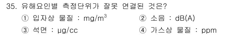 산업위생관리산업기사 2016년 35번 - 정답과 핵심 포인트를 검수 중인 기출문제