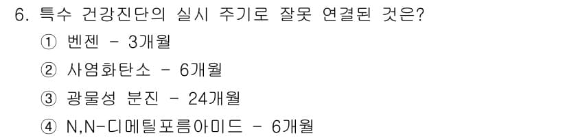 산업위생관리산업기사 2017년 6번 - 정답과 핵심 포인트를 검수 중인 기출문제