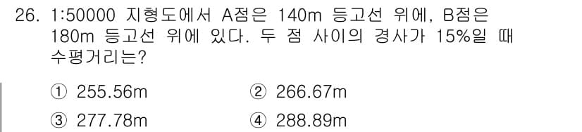 지적산업기사 2015년 26번 - 정답과 핵심 포인트를 검수 중인 기출문제