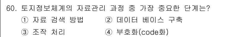 지적산업기사 2016년 60번 - 정답과 핵심 포인트를 검수 중인 기출문제