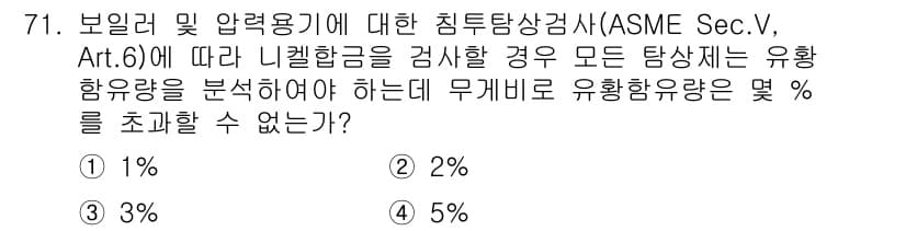 침투비파괴검사기사(구) 2015년 71번 - 정답과 핵심 포인트를 검수 중인 기출문제