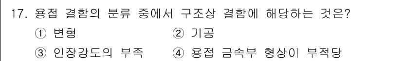 침투비파괴검사기사(구) 2016년 17번 - . 용접 금속부 형상이 부족하다는 것은 용접 과정에서 금속의 형상이나 일... 에 관한 핵심 기출문제