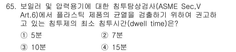 침투비파괴검사기사(구) 2017년 65번 - 정답과 핵심 포인트를 검수 중인 기출문제