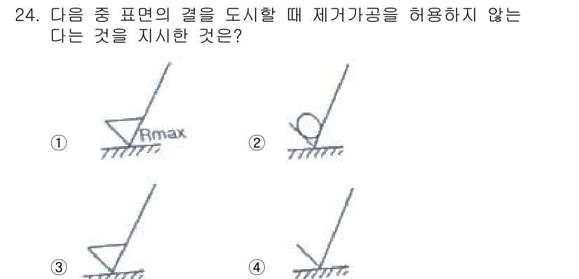 생산자동화산업기사 2015년 24번 - 정답 4번은 표면의 경사각이 너무 크기 때문에 재개가공이 불가능하다는 것... 에 관한 핵심 기출문제