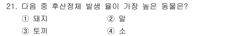 축산기사 2015년 21번 - 정답과 핵심 포인트를 검수 중인 기출문제