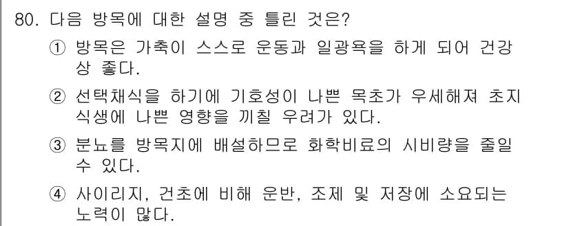 축산기사 2015년 80번 - 정답과 핵심 포인트를 검수 중인 기출문제
