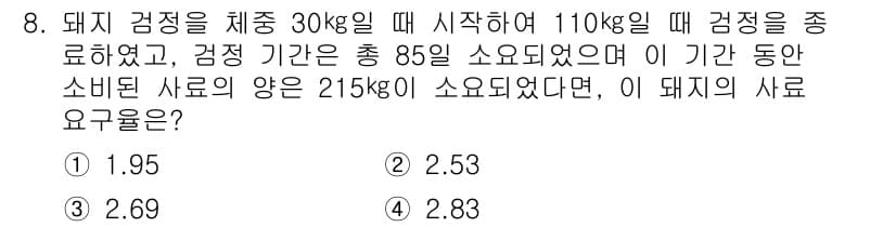 축산기사 2016년 8번 - 정답과 핵심 포인트를 검수 중인 기출문제