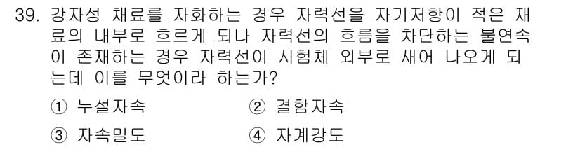 자기비파괴검사기사(구) 2015년 39번 - 정답과 핵심 포인트를 검수 중인 기출문제