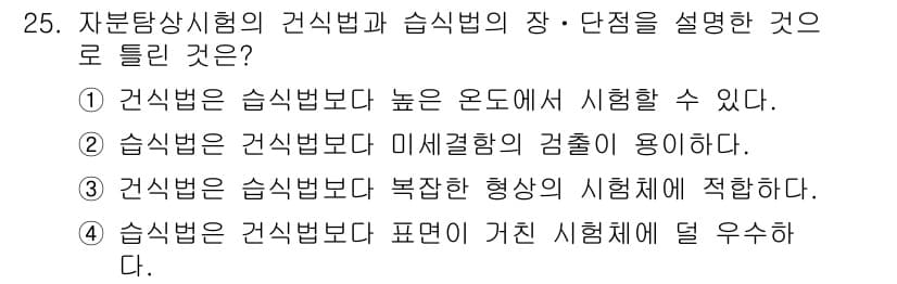 자기비파괴검사기사 2015년 25번 - 정답과 핵심 포인트를 검수 중인 기출문제