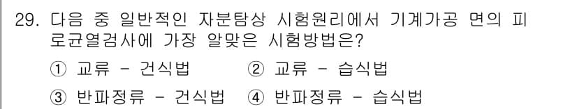 자기비파괴검사기사(구) 2016년 29번 - 정답과 핵심 포인트를 검수 중인 기출문제