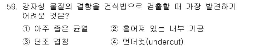 자기비파괴검사기사 2016년 59번 - 정답과 핵심 포인트를 검수 중인 기출문제