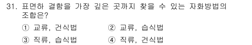 자기비파괴검사기사 2017년 31번 - 정답과 핵심 포인트를 검수 중인 기출문제