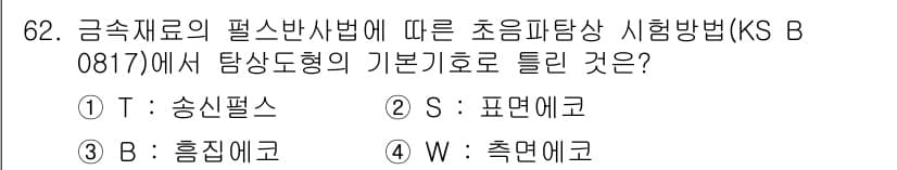 초음파비파괴검사기사(구) 2015년 62번 - 초음파 비파괴 검사에서 송신 펄스는 조사된 물질의 특성을 파악하는 데 중... 에 관한 핵심 기출문제