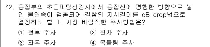 초음파비파괴검사기사(구) 2016년 42번 - 초음파비파괴검사에서 지시신호의 감소는 전파의 손실과 관련되며, 목측림 주... 에 관한 핵심 기출문제