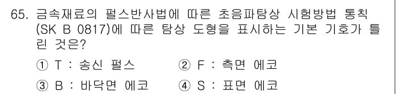 초음파비파괴검사기사 2016년 65번 - 정답과 핵심 포인트를 검수 중인 기출문제