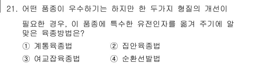 종자기능사 2015년 21번 - 정답과 핵심 포인트를 검수 중인 기출문제
